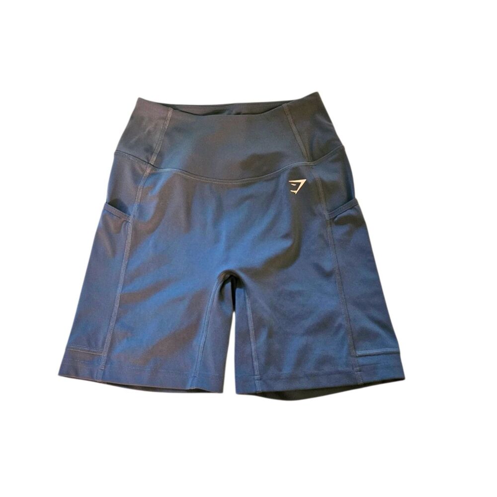 Gymshark Pocket Womens Small Cargo Blue Stretch High-Waisted Athleisure Biker